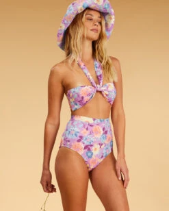 Billabong Salty Blonde Halleys Garden Wrap Halter Bikini Topmulti -BILLABONG Sales abjx300638 billabongw mul sd1
