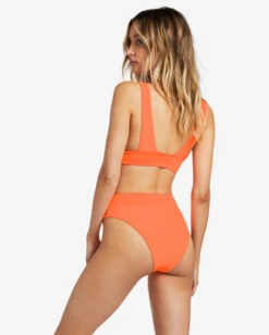 Billabong Lined Up Remi Plunge Triangle Bikini Toppoppin Peach -BILLABONG Sales abjx300733 billabongw mjl0 bck1