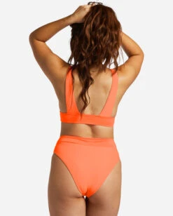 Billabong Lined Up Remi Plunge Triangle Bikini Toppoppin Peach -BILLABONG Sales abjx300733 billabongw mjl0 btm2