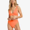 Billabong Lined Up Remi Plunge Triangle Bikini Toppoppin Peach -BILLABONG Sales abjx300733 billabongw mjl0 frt1