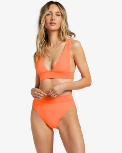 Billabong Lined Up Remi Plunge Triangle Bikini Toppoppin Peach