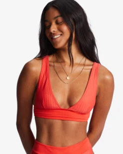 Billabong Lined Up Remi Plunge Triangle Bikini Topbright Poppy -BILLABONG Sales abjx300733 billabongw rne0 dtl1
