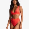 Billabong Lined Up Remi Plunge Triangle Bikini Topbright Poppy -BILLABONG Sales abjx300733 billabongw rne0 frt1
