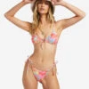 Billabong Coast Is Clear Ruched Triangle Bikini Topmulti -BILLABONG Sales abjx300780 billabongw mul frt1