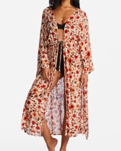 Billabong Cosmic Dreamer Kimono Beach Cover-Upantique White -BILLABONG Sales abjx600194 billabongw anw dtl1