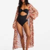 Billabong Cosmic Dreamer Kimono Beach Cover-Upantique White -BILLABONG Sales abjx600194 billabongw anw frt1